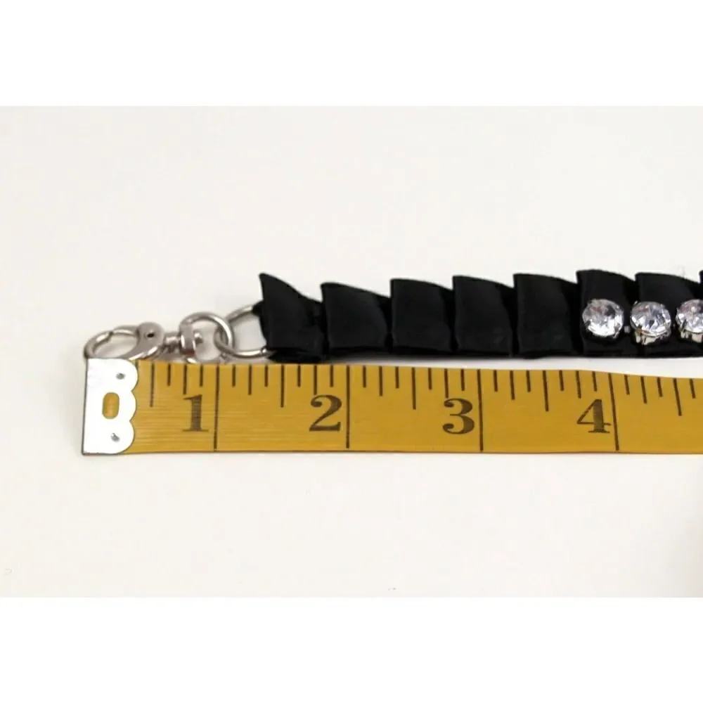 BLACK FABRIC RHINESTONE FAUX PEARL 3/4